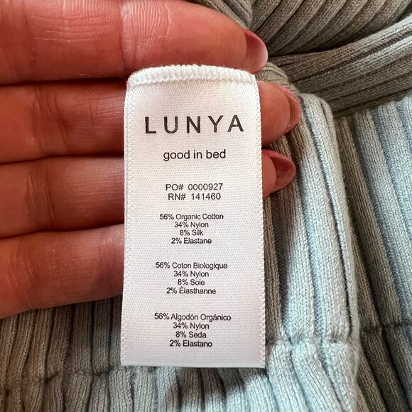 LUNYA Cozy Cotton Silk Ribbed Bike Short Chilled Blue High Rise Pocket Large NEW - Picture 10 of 14